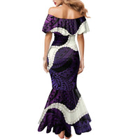 Purple Galaxy Polynesia Tribal Octopus Tattoo Mermaid Dress Pikake Lei Polynesian Pattern