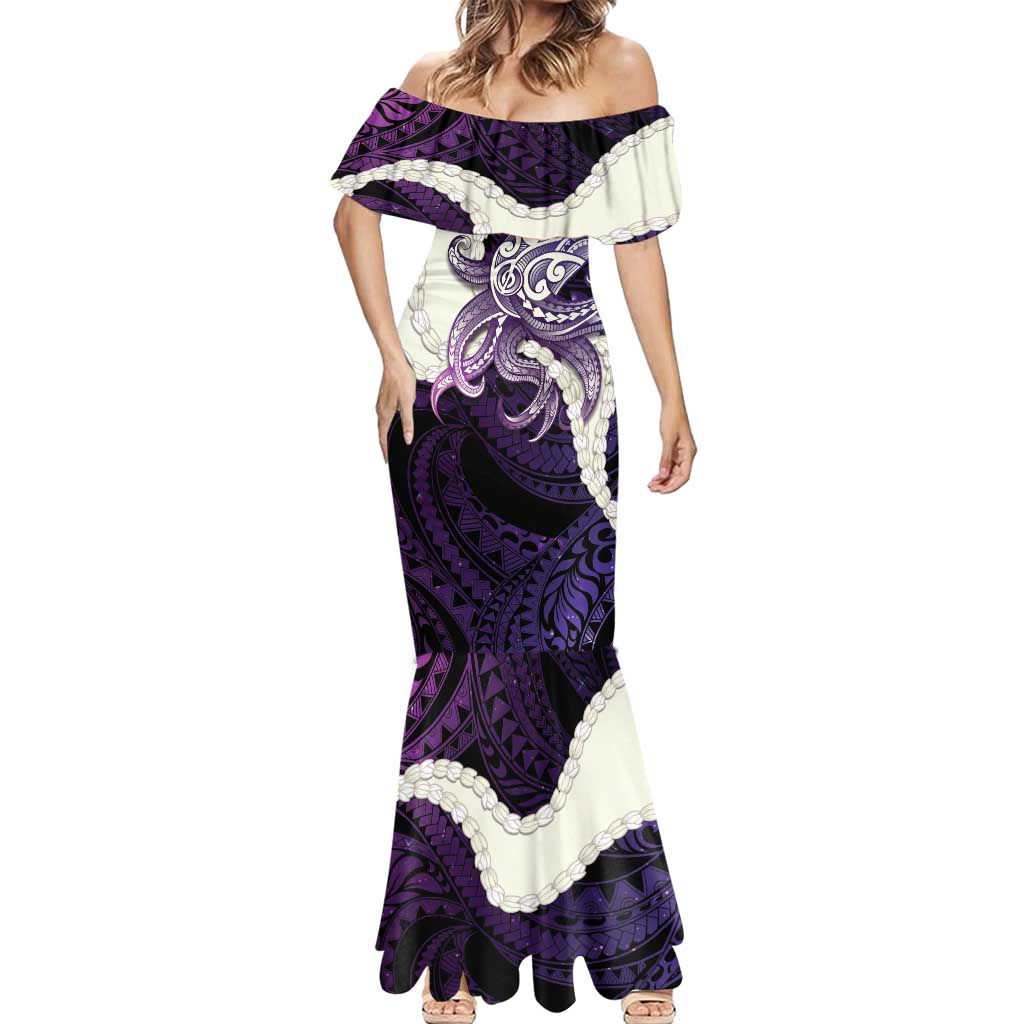 Purple Galaxy Polynesia Tribal Octopus Tattoo Mermaid Dress Pikake Lei Polynesian Pattern