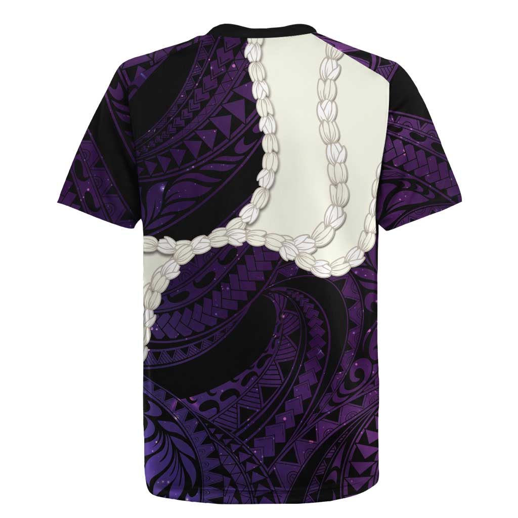 Purple Galaxy Polynesia Tribal Octopus Tattoo Rugby Jersey Pikake Lei Polynesian Pattern