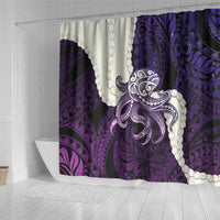 Purple Galaxy Polynesia Tribal Octopus Tattoo Shower Curtain Pikake Lei Polynesian Pattern