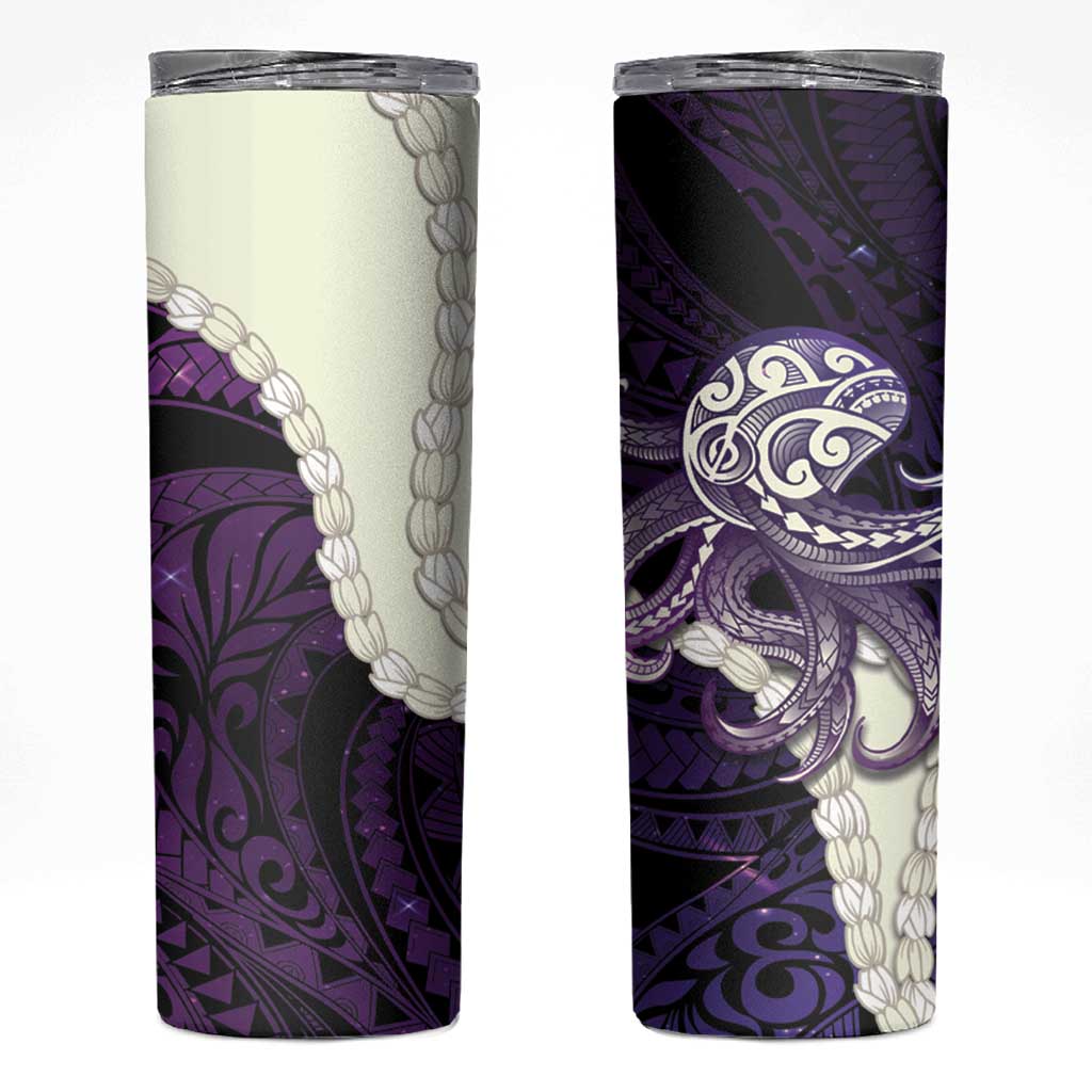 Purple Galaxy Polynesia Tribal Octopus Tattoo Skinny Tumbler Pikake Lei Polynesian Pattern