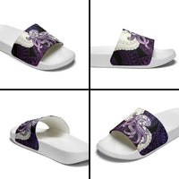 Purple Galaxy Polynesia Tribal Octopus Tattoo Slide Sandals Pikake Lei Polynesian Pattern