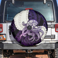 Purple Galaxy Polynesia Tribal Octopus Tattoo Spare Tire Cover Pikake Lei Polynesian Pattern