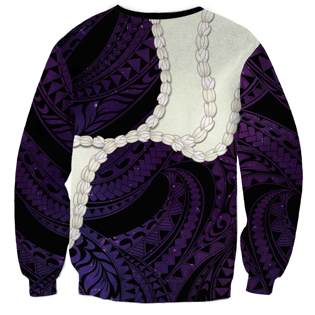 Purple Galaxy Polynesia Tribal Octopus Tattoo Sweatshirt Pikake Lei Polynesian Pattern