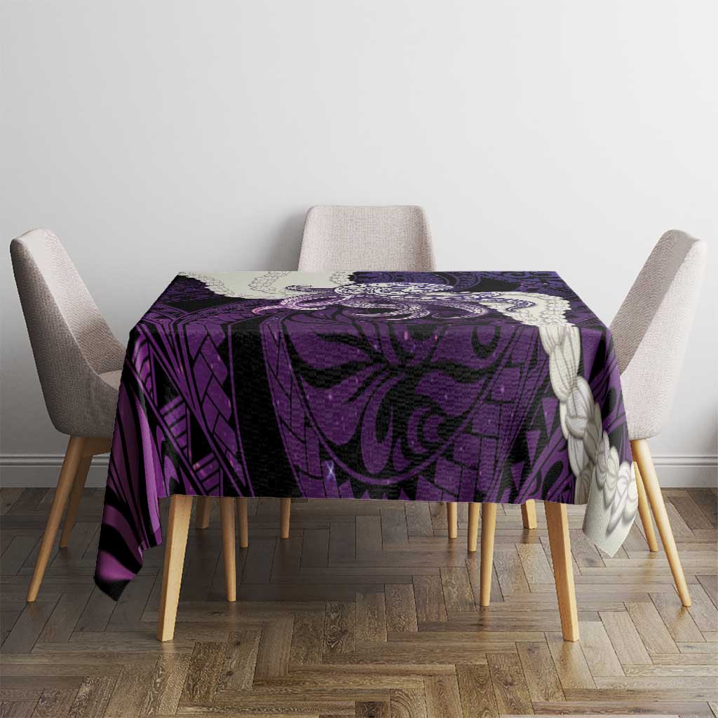 Purple Galaxy Polynesia Tribal Octopus Tattoo Tablecloth Pikake Lei Polynesian Pattern