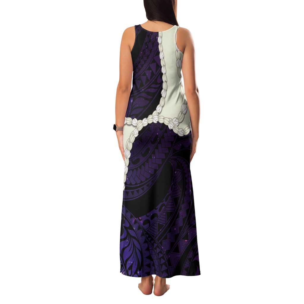 Purple Galaxy Polynesia Tribal Octopus Tattoo Tank Maxi Dress Pikake Lei Polynesian Pattern