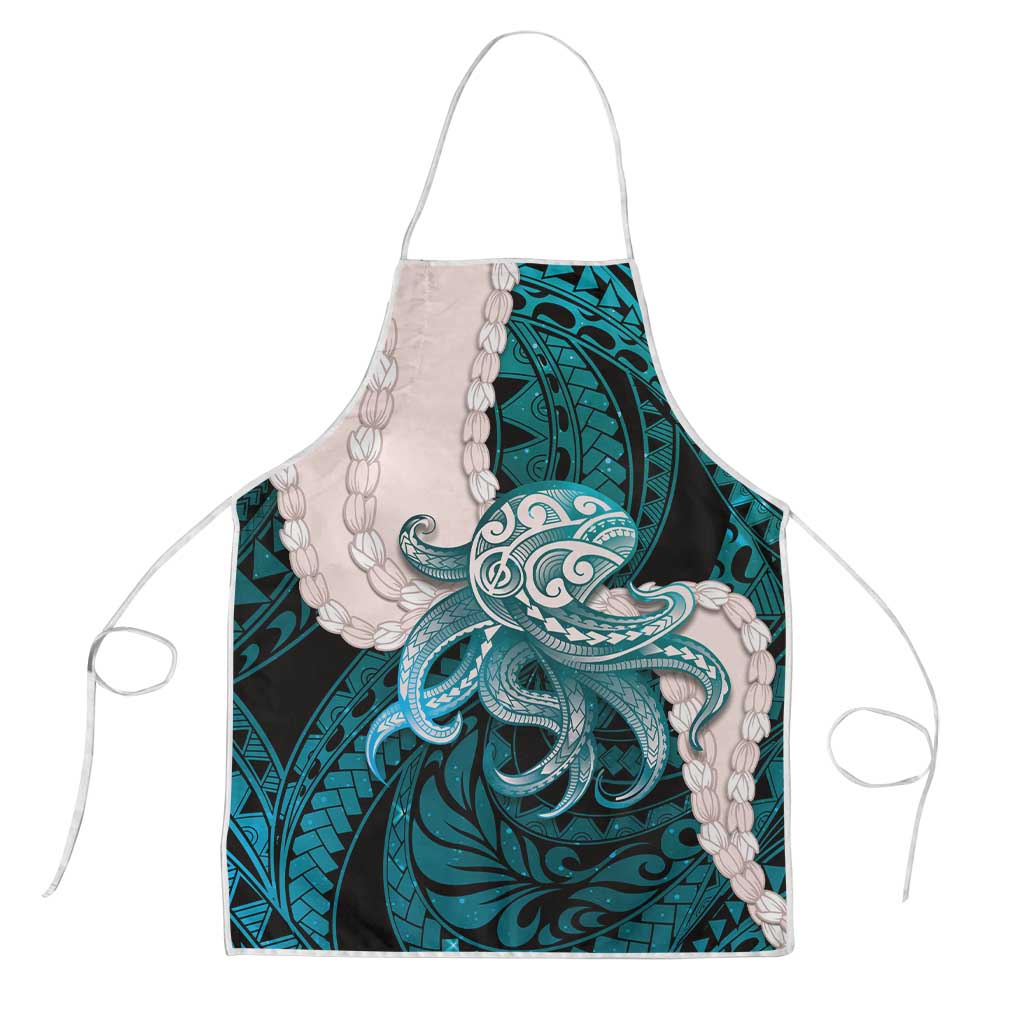 Teal Galaxy Polynesia Tribal Octopus Tattoo Apron Pikake Lei Polynesian Pattern