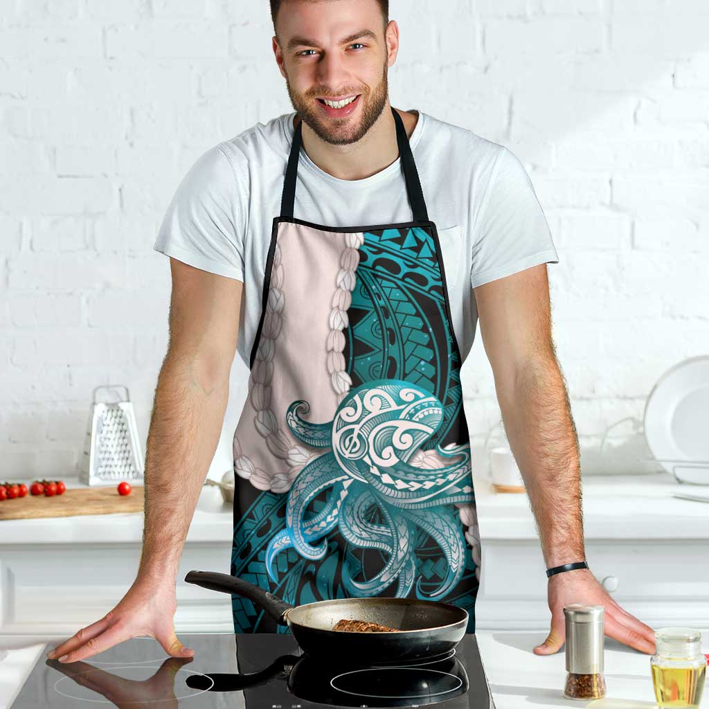 Teal Galaxy Polynesia Tribal Octopus Tattoo Apron Pikake Lei Polynesian Pattern