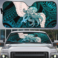 Teal Galaxy Polynesia Tribal Octopus Tattoo Auto Sun Shade Pikake Lei Polynesian Pattern