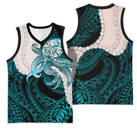 Teal Galaxy Polynesia Tribal Octopus Tattoo Basketball Jersey Pikake Lei Polynesian Pattern