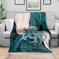 Teal Galaxy Polynesia Tribal Octopus Tattoo Blanket Pikake Lei Polynesian Pattern