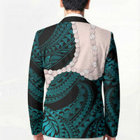 Teal Galaxy Polynesia Tribal Octopus Tattoo Blazer Pikake Lei Polynesian Pattern