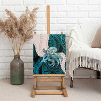 Teal Galaxy Polynesia Tribal Octopus Tattoo Canvas Wall Art Pikake Lei Polynesian Pattern
