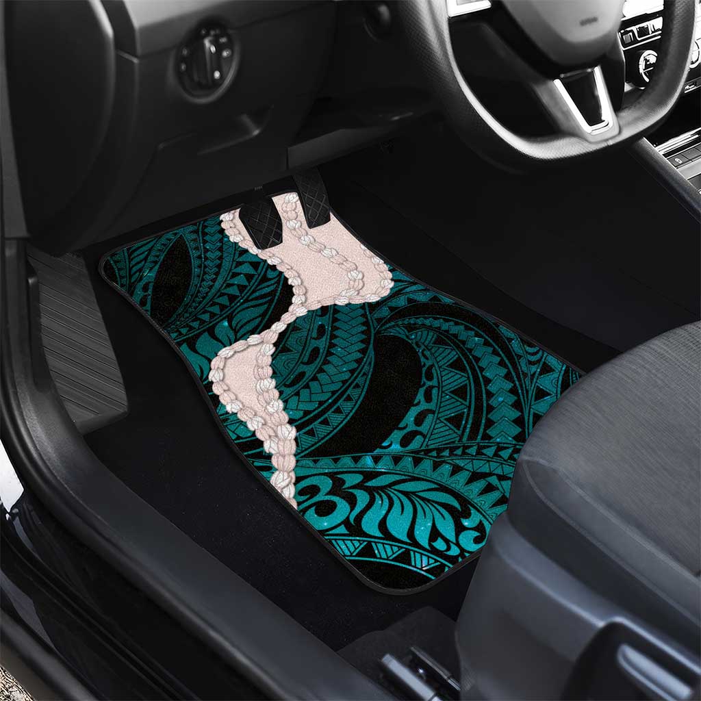 Teal Galaxy Polynesia Tribal Octopus Tattoo Car Mats Pikake Lei Polynesian Pattern