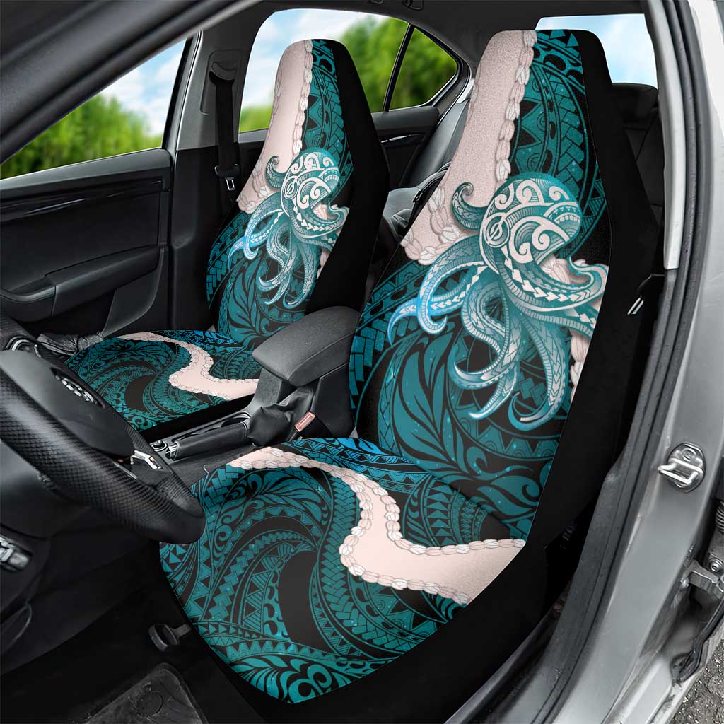 Teal Galaxy Polynesia Tribal Octopus Tattoo Car Seat Cover Pikake Lei Polynesian Pattern