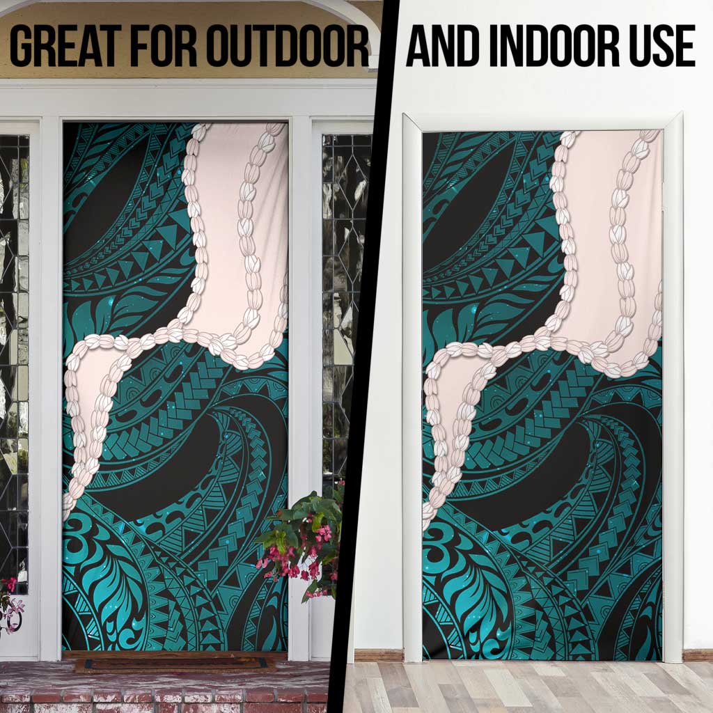 Teal Galaxy Polynesia Tribal Octopus Tattoo Door Cover Pikake Lei Polynesian Pattern