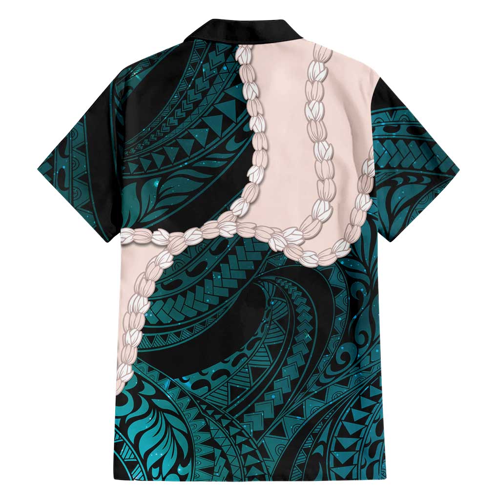 Teal Galaxy Polynesia Tribal Octopus Tattoo Family Matching Summer Maxi Dress and Hawaiian Shirt Pikake Lei Polynesian Pattern