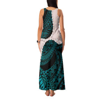 Teal Galaxy Polynesia Tribal Octopus Tattoo Family Matching Tank Maxi Dress and Hawaiian Shirt Pikake Lei Polynesian Pattern