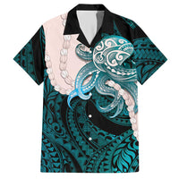 Teal Galaxy Polynesia Tribal Octopus Tattoo Hawaiian Shirt Pikake Lei Polynesian Pattern