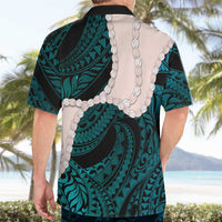 Teal Galaxy Polynesia Tribal Octopus Tattoo Hawaiian Shirt Pikake Lei Polynesian Pattern