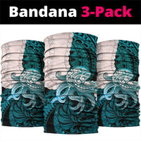 Teal Galaxy Polynesia Tribal Octopus Tattoo Neck Gaiter Pikake Lei Polynesian Pattern