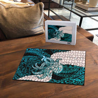 Teal Galaxy Polynesia Tribal Octopus Tattoo Puzzle Pikake Lei Polynesian Pattern