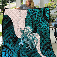 Teal Galaxy Polynesia Tribal Octopus Tattoo Quilt Pikake Lei Polynesian Pattern