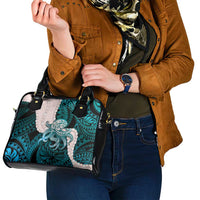 Teal Galaxy Polynesia Tribal Octopus Tattoo Shoulder Handbag Pikake Lei Polynesian Pattern
