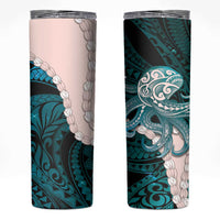 Teal Galaxy Polynesia Tribal Octopus Tattoo Skinny Tumbler Pikake Lei Polynesian Pattern LT14 Teal - Polynesian Pride