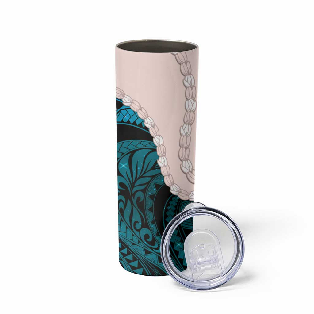 Teal Galaxy Polynesia Tribal Octopus Tattoo Skinny Tumbler Pikake Lei Polynesian Pattern LT14 - Polynesian Pride