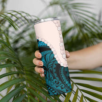 Teal Galaxy Polynesia Tribal Octopus Tattoo Skinny Tumbler Pikake Lei Polynesian Pattern LT14 - Polynesian Pride