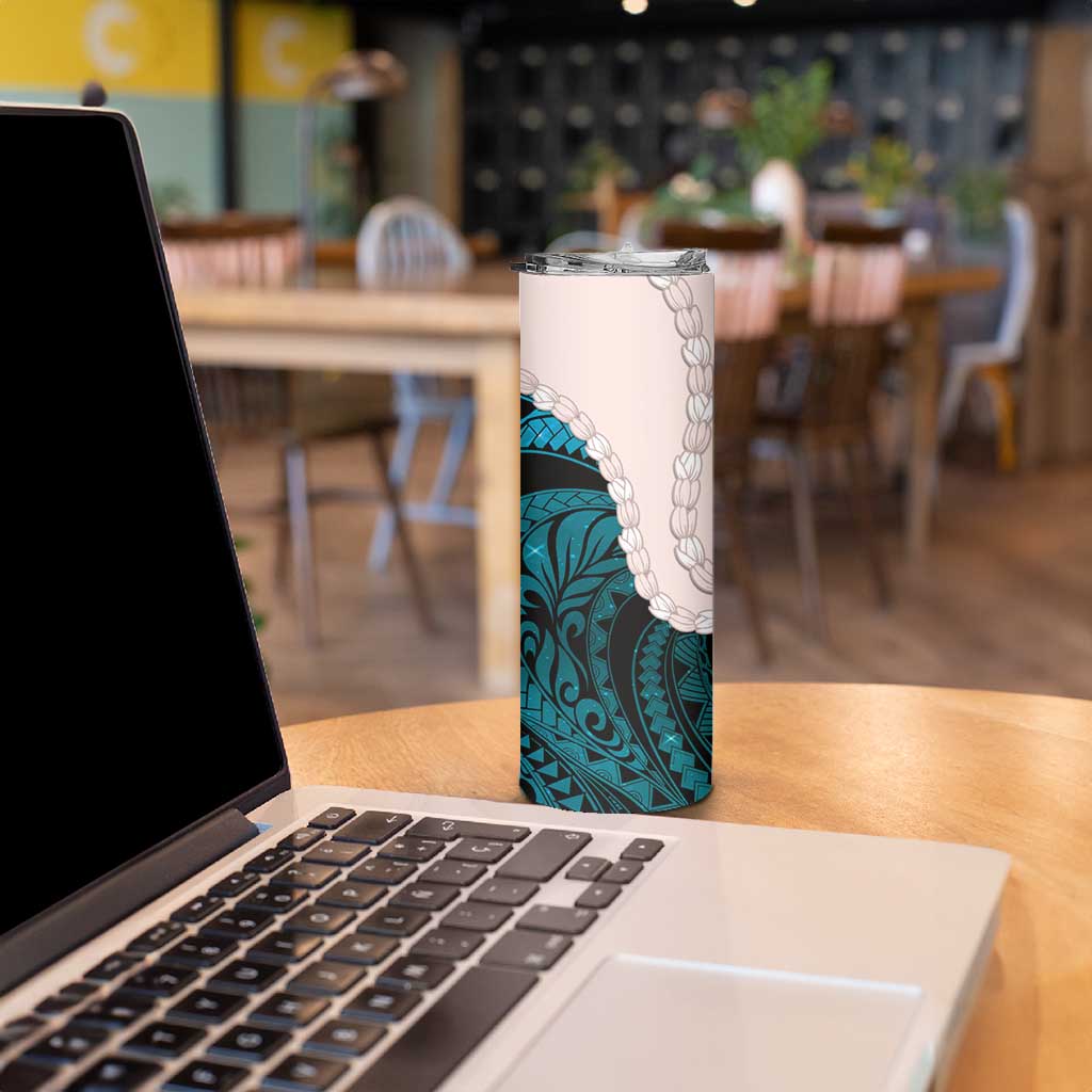 Teal Galaxy Polynesia Tribal Octopus Tattoo Skinny Tumbler Pikake Lei Polynesian Pattern LT14 - Polynesian Pride