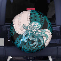 Teal Galaxy Polynesia Tribal Octopus Tattoo Spare Tire Cover Pikake Lei Polynesian Pattern