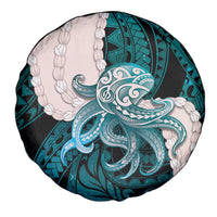 Teal Galaxy Polynesia Tribal Octopus Tattoo Spare Tire Cover Pikake Lei Polynesian Pattern