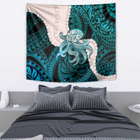 Teal Galaxy Polynesia Tribal Octopus Tattoo Tapestry Pikake Lei Polynesian Pattern