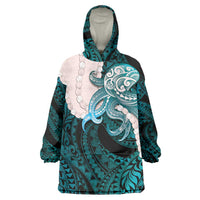 Teal Galaxy Polynesia Tribal Octopus Tattoo Wearable Blanket Hoodie Pikake Lei Polynesian Pattern LT14 One Size Teal - Polynesian Pride