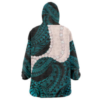 Teal Galaxy Polynesia Tribal Octopus Tattoo Wearable Blanket Hoodie Pikake Lei Polynesian Pattern LT14 - Polynesian Pride