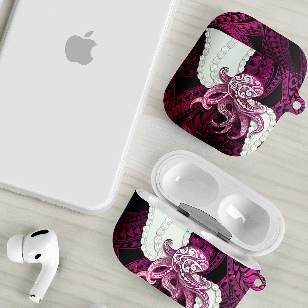 Pink Galaxy Polynesia Tribal Octopus Tattoo AirPods Case Pikake Lei Polynesian Pattern