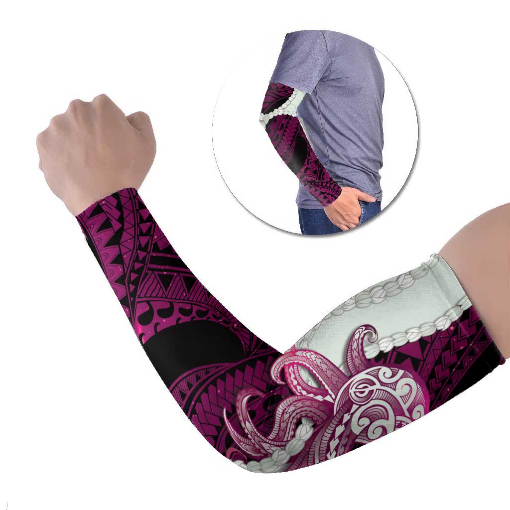 Pink Galaxy Polynesia Tribal Octopus Tattoo Arm Sleeves Pikake Lei Polynesian Pattern
