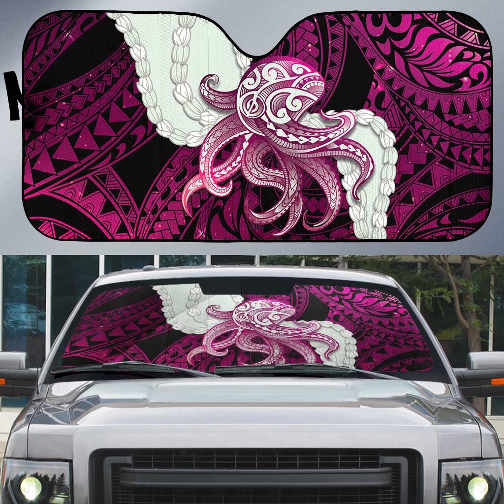 Pink Galaxy Polynesia Tribal Octopus Tattoo Auto Sun Shade Pikake Lei Polynesian Pattern