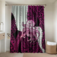 Pink Galaxy Polynesia Tribal Octopus Tattoo Bathroom Set Pikake Lei Polynesian Pattern