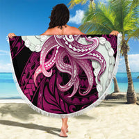 Pink Galaxy Polynesia Tribal Octopus Tattoo Beach Blanket Pikake Lei Polynesian Pattern