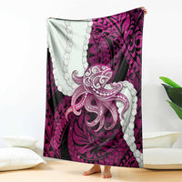 Pink Galaxy Polynesia Tribal Octopus Tattoo Blanket Pikake Lei Polynesian Pattern