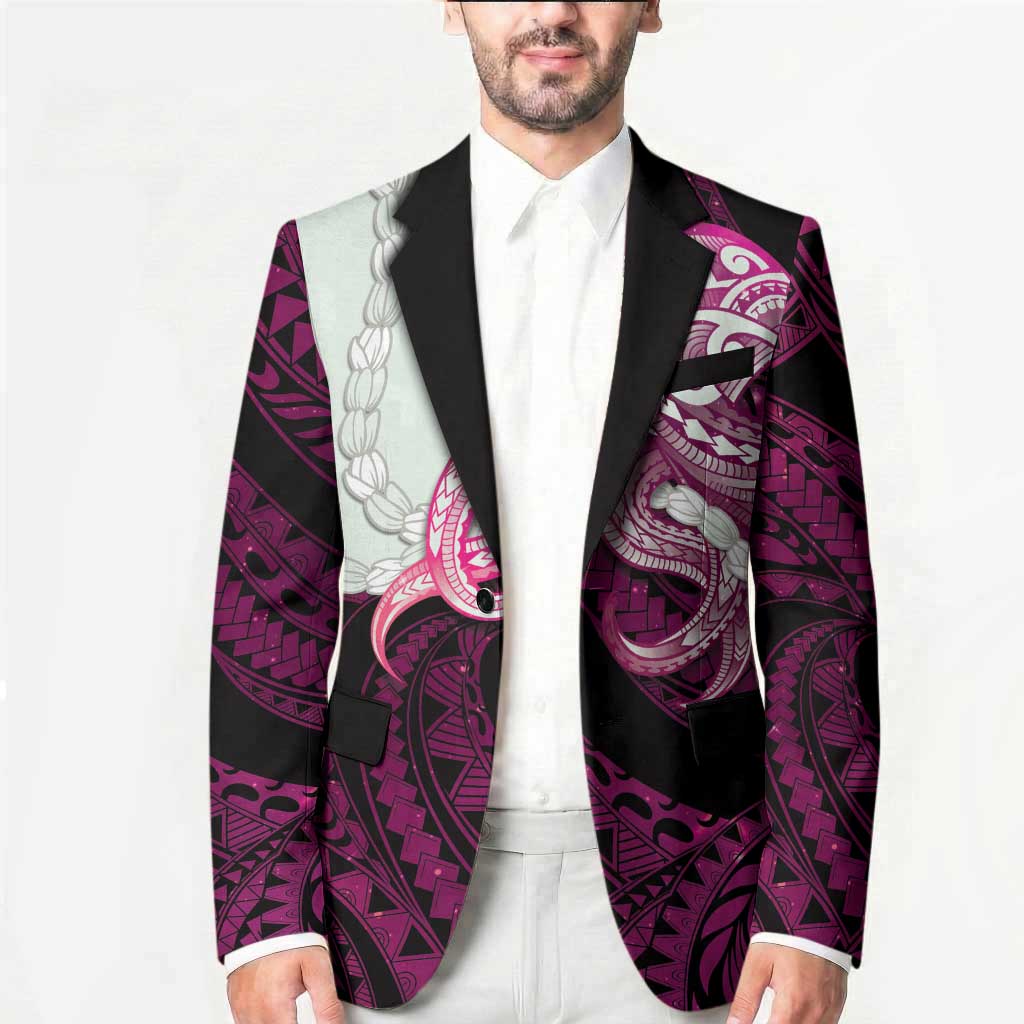 Pink Galaxy Polynesia Tribal Octopus Tattoo Blazer Pikake Lei Polynesian Pattern