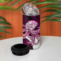 Pink Galaxy Polynesia Tribal Octopus Tattoo 4 in 1 Can Cooler Tumbler Pikake Lei Polynesian Pattern LT14 - Polynesian Pride