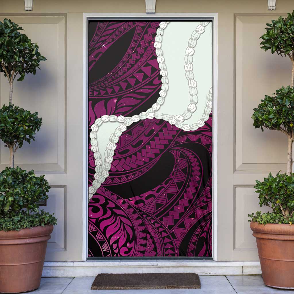 Pink Galaxy Polynesia Tribal Octopus Tattoo Door Cover Pikake Lei Polynesian Pattern