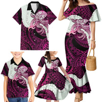 Pink Galaxy Polynesia Tribal Octopus Tattoo Family Matching Mermaid Dress and Hawaiian Shirt Pikake Lei Polynesian Pattern