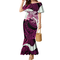 Pink Galaxy Polynesia Tribal Octopus Tattoo Family Matching Mermaid Dress and Hawaiian Shirt Pikake Lei Polynesian Pattern