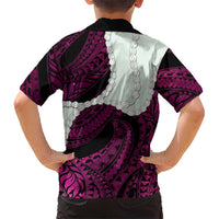 Pink Galaxy Polynesia Tribal Octopus Tattoo Family Matching Off Shoulder Maxi Dress and Hawaiian Shirt Pikake Lei Polynesian Pattern