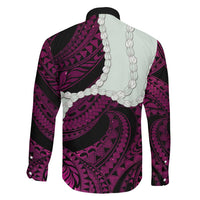 Pink Galaxy Polynesia Tribal Octopus Tattoo Family Matching Off Shoulder Maxi Dress and Hawaiian Shirt Pikake Lei Polynesian Pattern